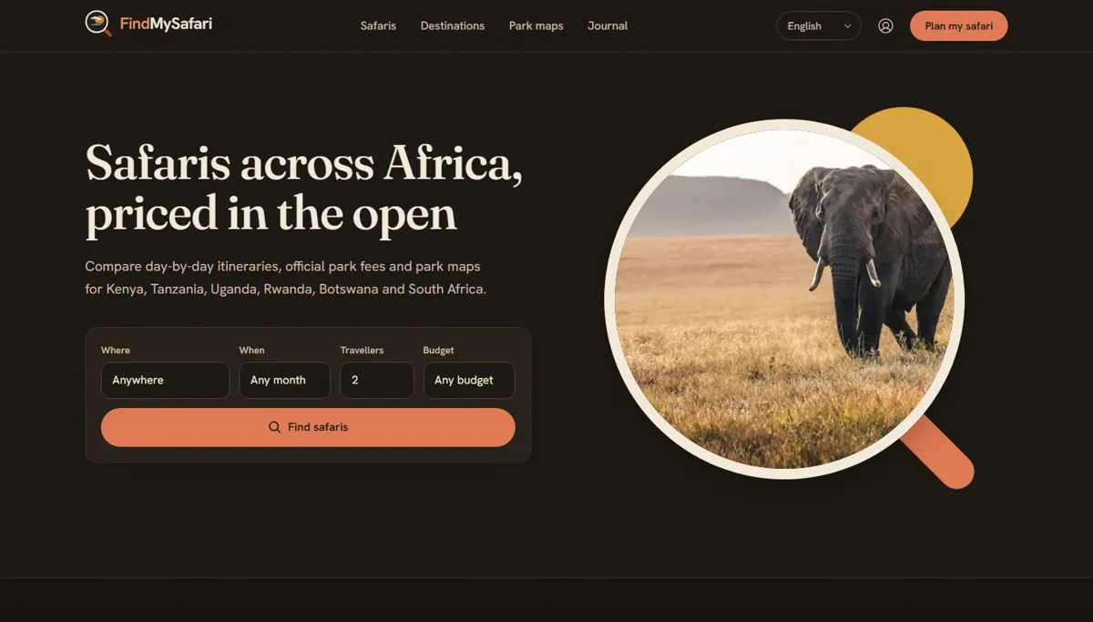 FindMySafari homepage